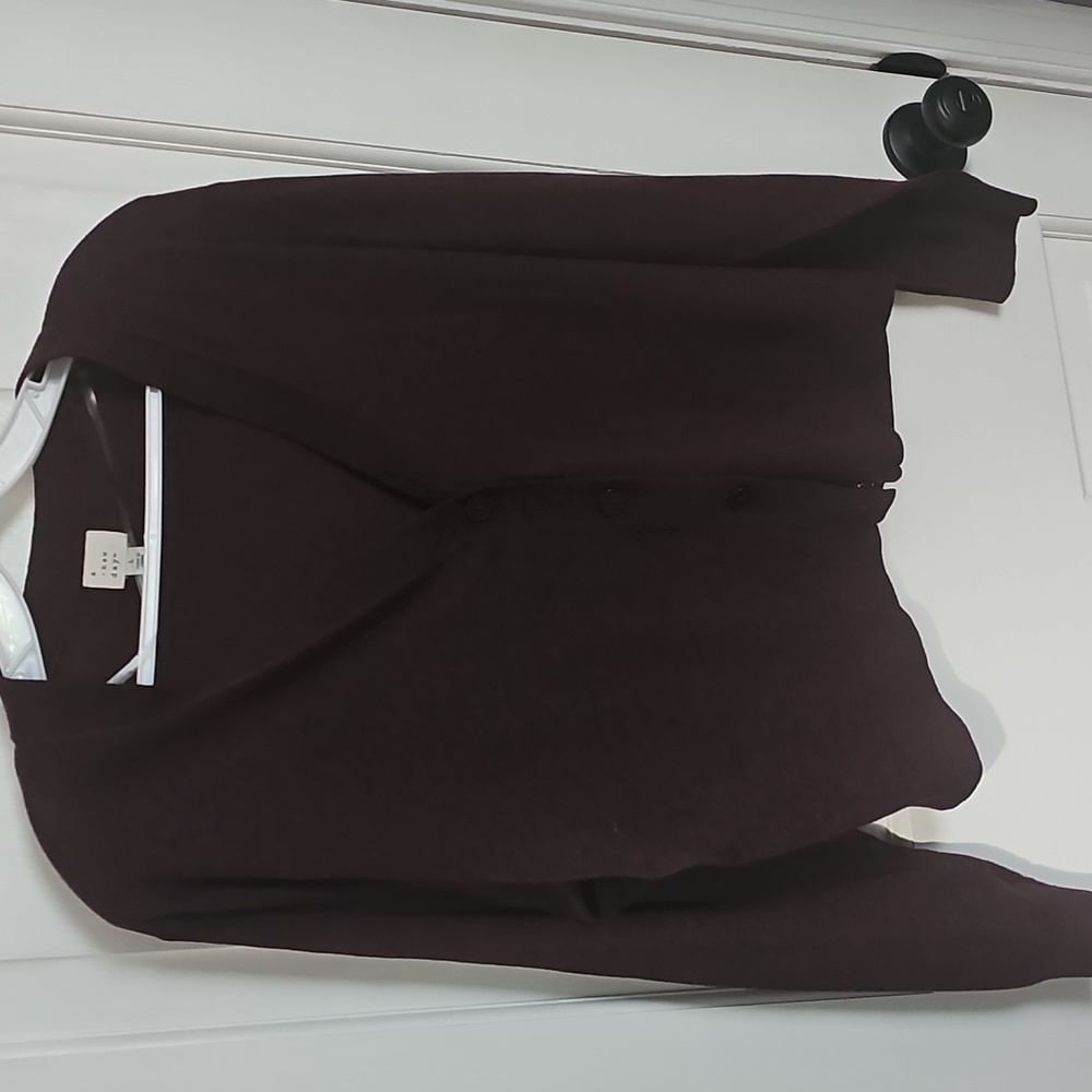 a new day Deep Plum V-Neck Button Cardigan - Picture 2 of 5